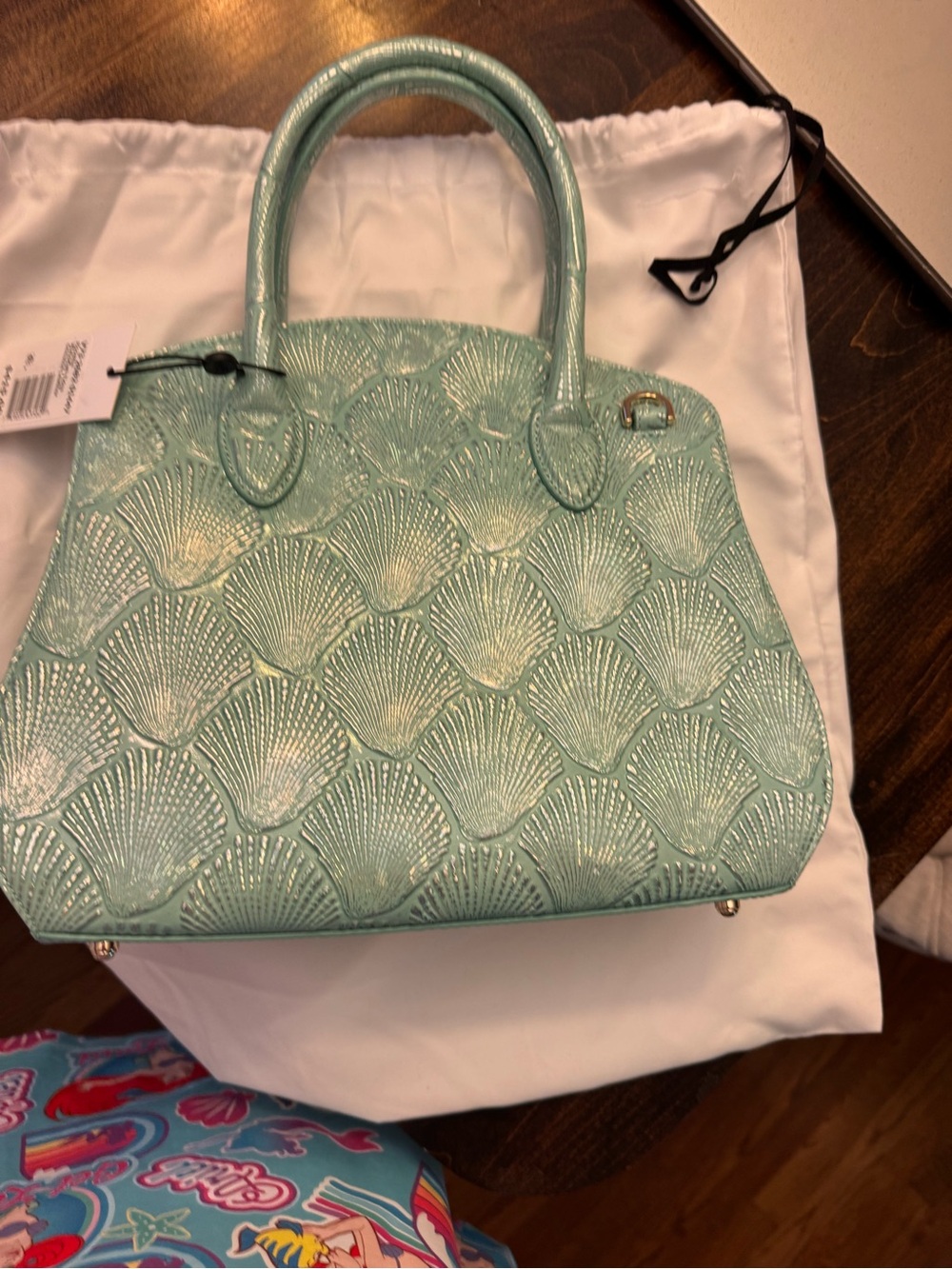 Brahmin Waterfall Tides Dome Satchel in Aqua Metallic - Picture 2 of 7